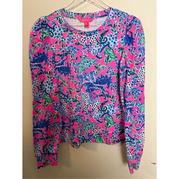 Lilly Pulitzer Jensen Sweatshirt in Plumeria Pink Untamed Hearts Size Small - Picture 1 of 6